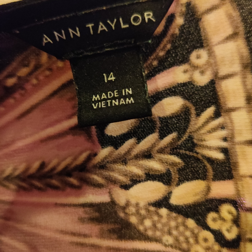 Ann Taylor Black and Pink Fan dress, size 14 - Picture 4 of 13